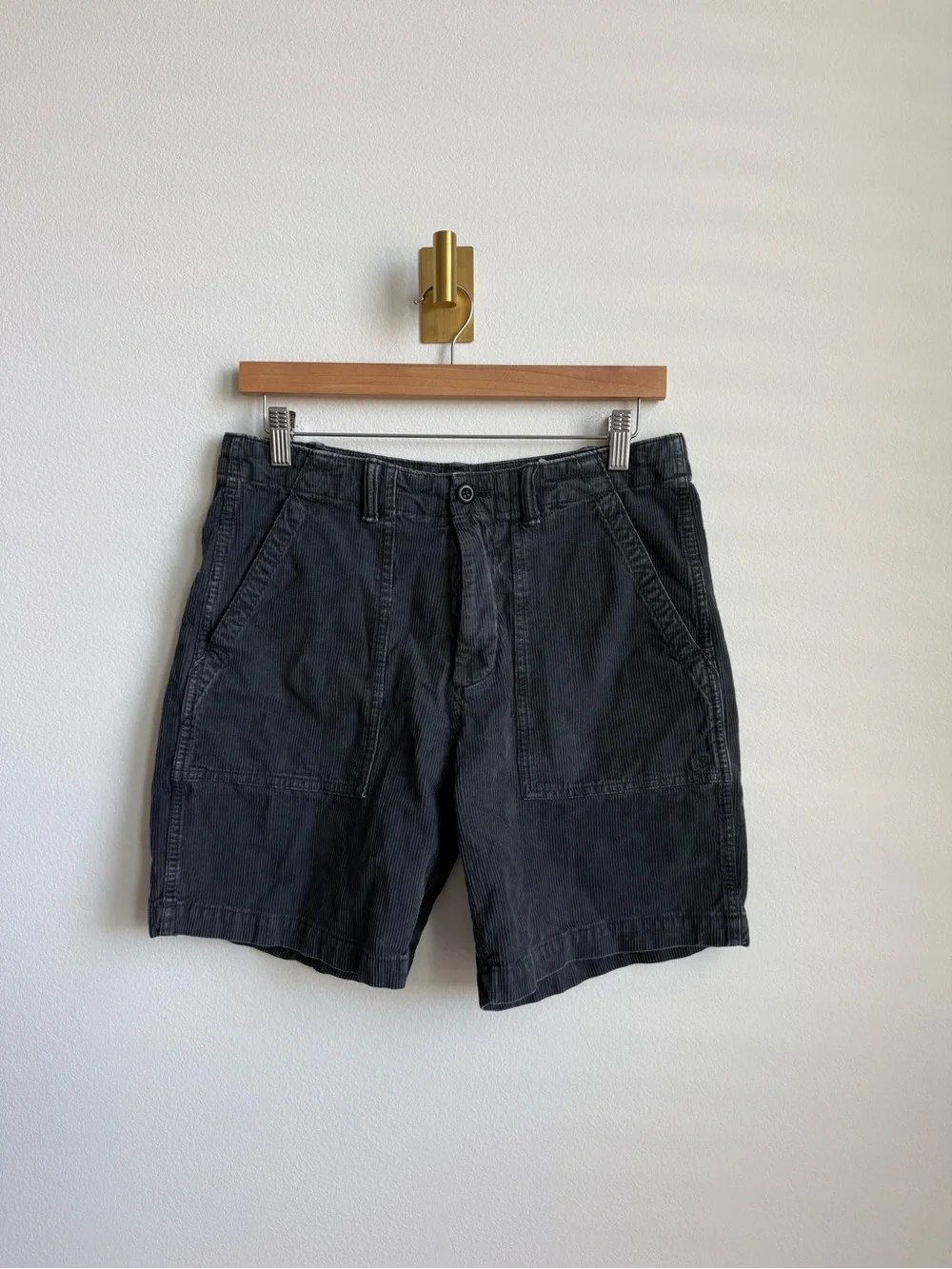 Outerknown Seventyseven Cord Utility Shorts Charcoal Gray Organic Cotton 30